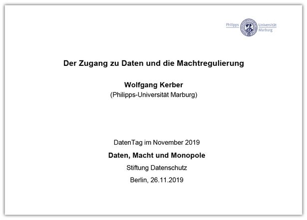 Präsentation von Prof. Dr. Wolfgang Kerber, Philipps-Universität Marburg